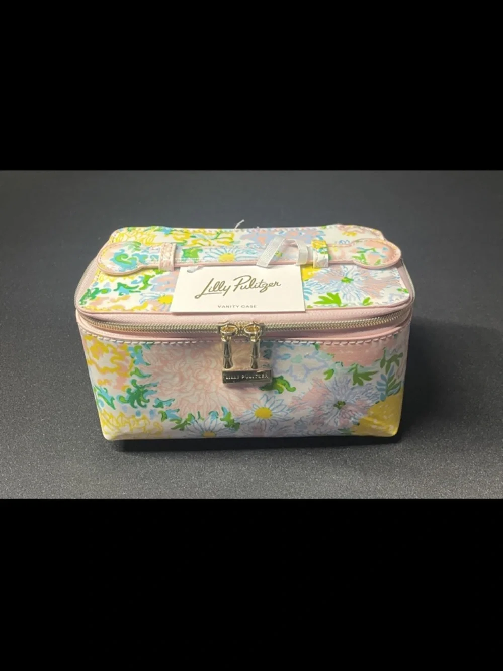 New Lilly Pulitzer Pink Floral Comestic Travel Vanity Bag